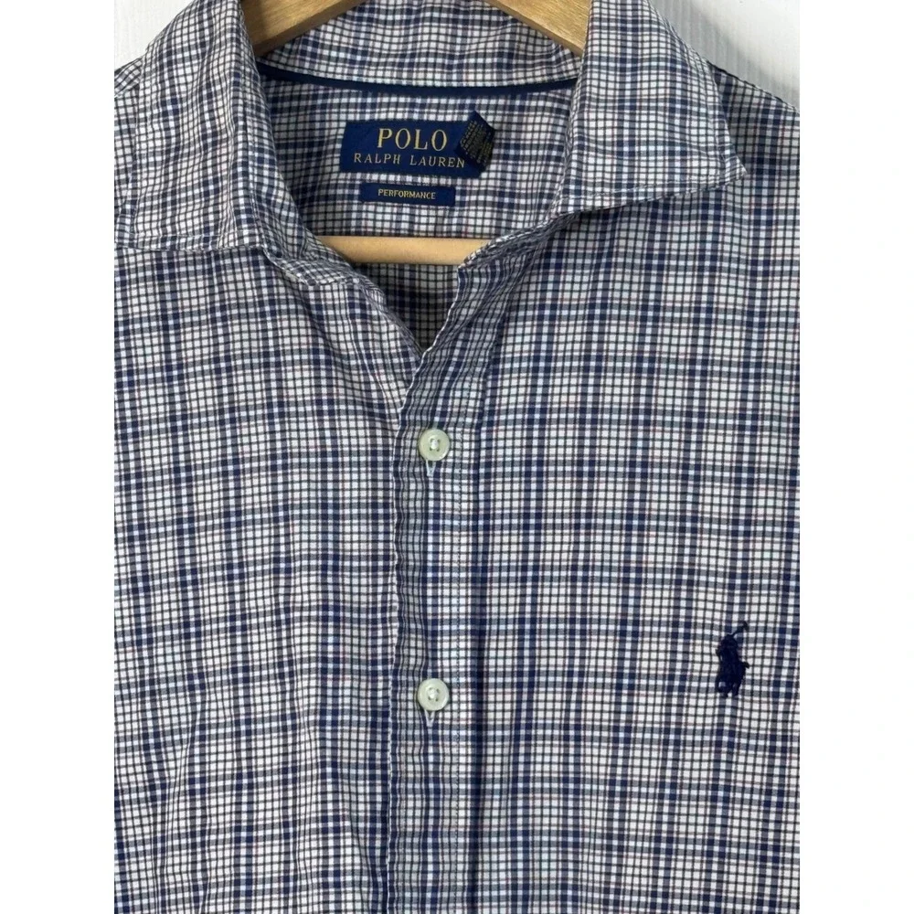 Polo Ralph Lauren Performance Shirt Mens Large Checkered Button Down Long Sleeve